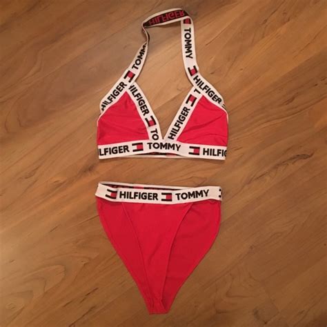 tommy hilfiger bathing suit red|tommy hilfiger bikini bottom swimwear.